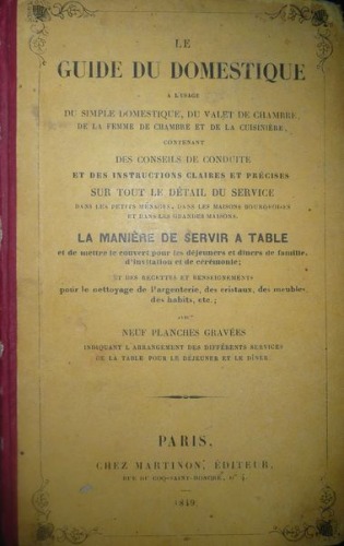Le guide du domestique,Paryż 1849